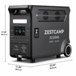 Размери на преносима електроцентрала ZESTCAMP ZCQ3600